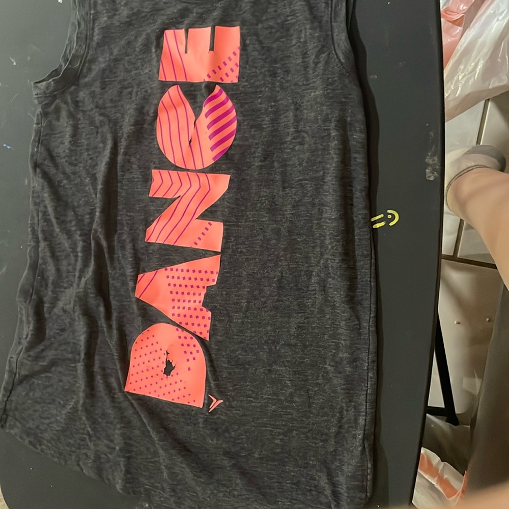 Old navy active gray tank top says dance on front